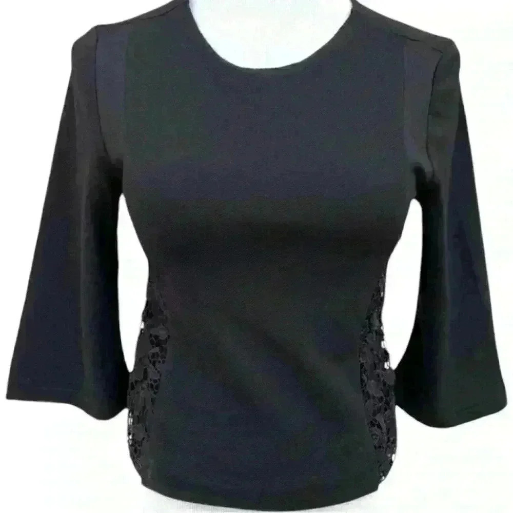 Express Black Top with Lace Details-NWT